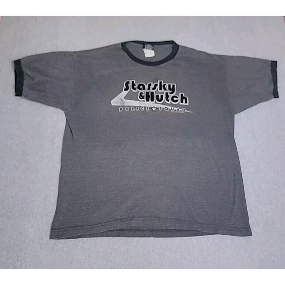 Thunder Creek Starsky & Hutch Police Squad Shirt Mens XL Gray Ringer Tee 2004‎